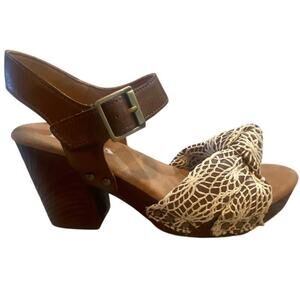 Korks Crochet Block Heel Sandals Women 7
Brown Ankle Strap Boho Shoes